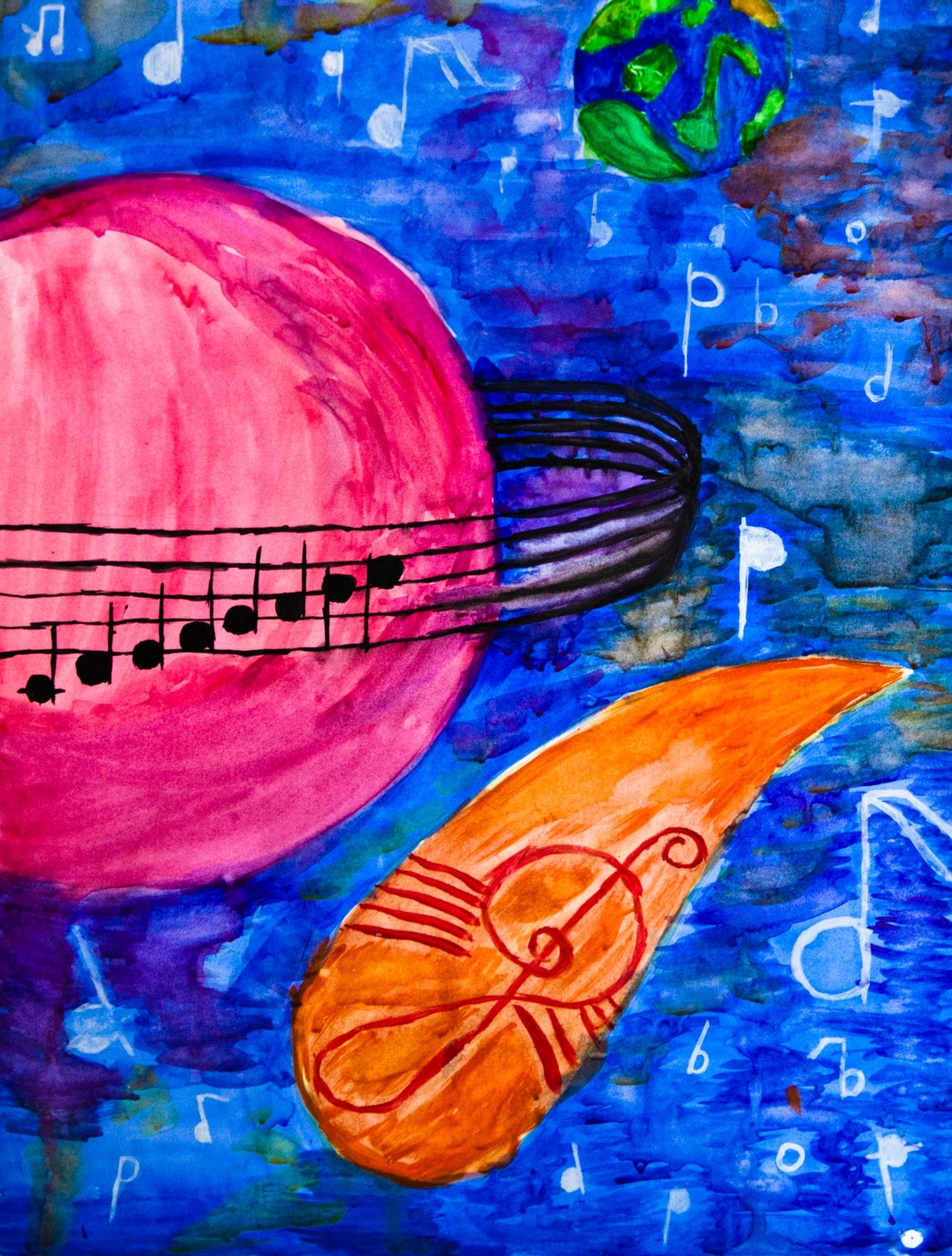 Детский рисунок на тему музыка